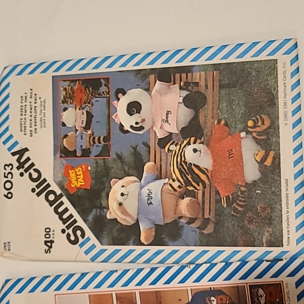 Shirt Tales Simplicity Sewing Patterns 6053 & 6052 Stuffed Toys Shirts - Picture 3 of 12